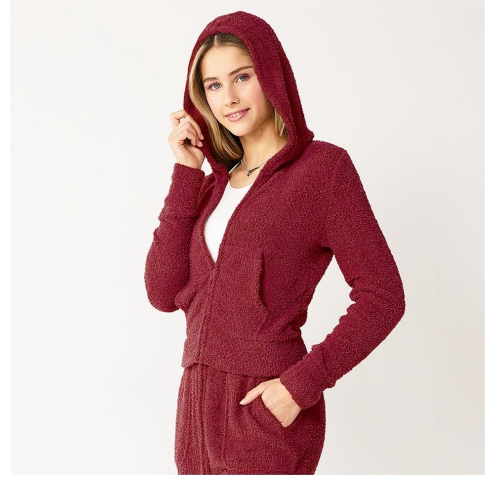 Juniors SO Cozy full zip hoodie size XL NWT China Silk maroon color